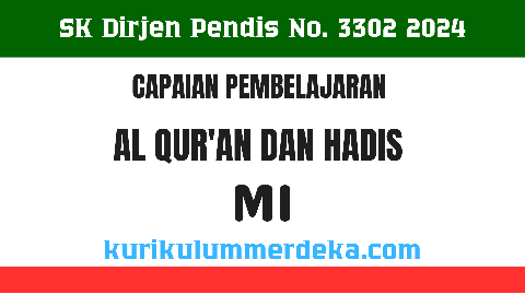 CP Qur'an Hadis MI Perdirjen Pendis No. 3302 Tahun 2024