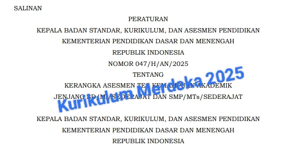 Kerangka TKA SD SMP Asesmen Tes Kemampuan Akademik MI Mts