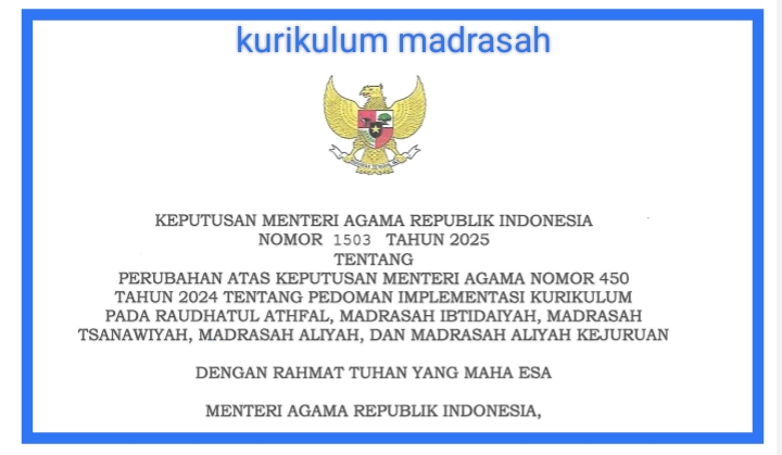 KMA 1503 Tahun 2025 Pedoman Kurikulum Madrasah